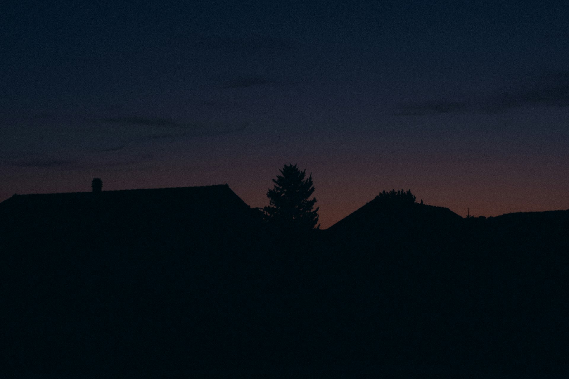 Twilight suburban homes silhouette